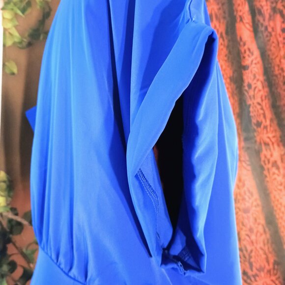 EUC: SHEIN CURVE 3XL Royal Blue Faux Wrap Midi Dress - Picture 4 of 6